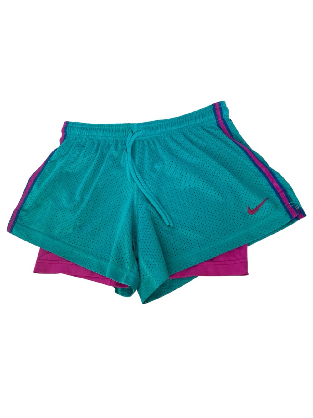 Nike Teal Athletic Shorts with Magenta running shorts mesh spandex double shorts